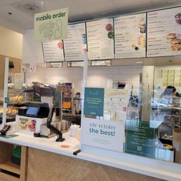 menus on the counter of a fast food restaurant