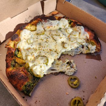 Bazbeaux Pizza - Two pieces gone that we TRIED to eat but it was impossible. - Pizza Near Me - Carmel, Indiana Bazbeaux Pizza - Two pieces gone that we TRIED to eat but it was impossible. - Pizza Near Me - Carmel, Indiana