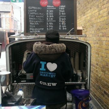 Greenwich Market - Modest/Shy barista working her silent espresso magic - Public Markets Near Me - London, XGL