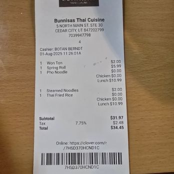 Bunnisa's Thai Cuisine - The cost of it all! - Thai Near Me - Cedar City, Utah Bunnisa's Thai Cuisine - The cost of it all! - Thai Near Me - Cedar City, Utah