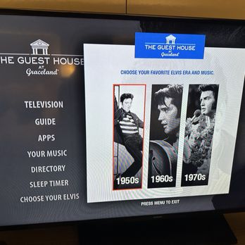 The Guest House At Graceland - Welcome screen on Tv. Playing Elvis. - Hotels Near Me - Memphis, Tennessee The Guest House At Graceland - Welcome screen on Tv. Playing Elvis. - Hotels Near Me - Memphis, Tennessee
