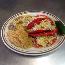Ortiz Burritos - Crispy taco plate w/ beans and rice as sides. $7.50