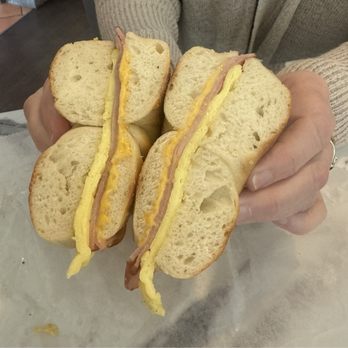 Brooklyn Bagel & Deli - Ham, Egg & Cheese on a plain bagel - Bagels Near Me - Atlanta, Georgia