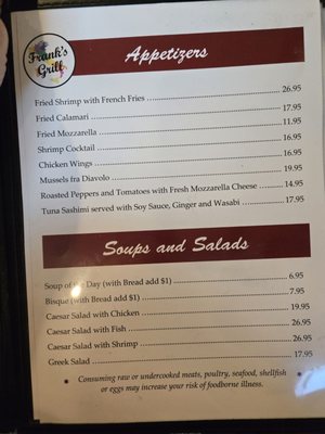 Menu photo 4 Frank's Grill Marathon, FL