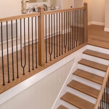 Famous Stairs - We selected the new wood flooring upstairs and they stained the new stair treads to match. - General Contractors Near Me Famous Stairs - We selected the new wood flooring upstairs and they stained the new stair treads to match. - General Contractors Near Me