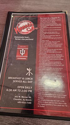 Menu photo 2 Hoosier Cafe Chandler, AZ Menu photo 2 Hoosier Cafe Chandler, AZ