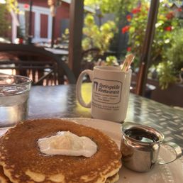 Blueberry pancakes and coffee Blueberry pancakes and coffee