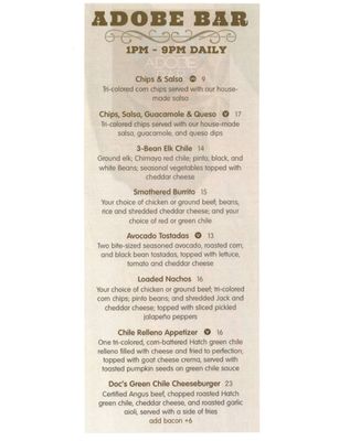 Menu photo 4 Adobe Bar Taos, NM