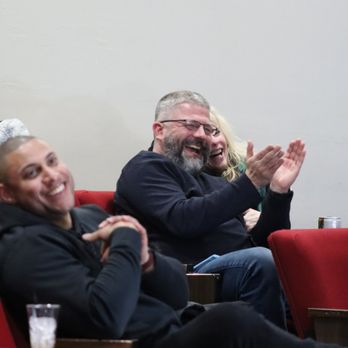 Comedy Explosion - two men sitting on a red couch - Magicians Near Me - Exton, Pennsylvania Comedy Explosion - two men sitting on a red couch - Magicians Near Me - Exton, Pennsylvania