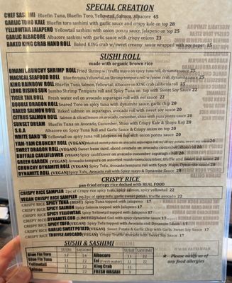 Menu photo 1 Rice Manhattan Beach, CA