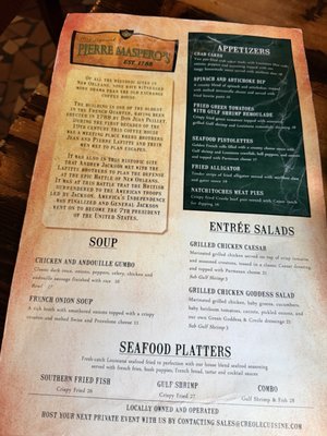 Menu photo 1 The Original Pierre Maspero's New Orleans, LA Menu photo 1 The Original Pierre Maspero's New Orleans, LA