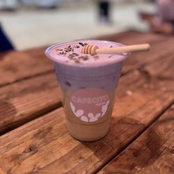 Cafecito Pecas - Honey Lavender iced coffee