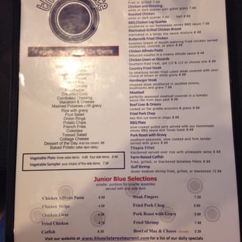 The Blue Plate - West - Menu front - American Near Me - Dothan, Alabama