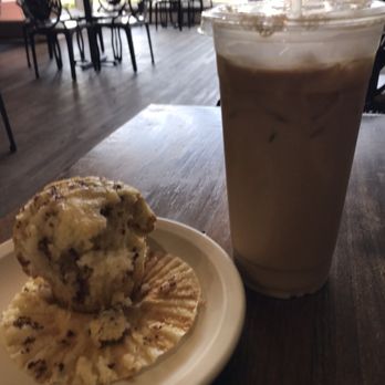 Mill Mountain Coffee & Tea - Cinnamon bun muffin and large iced coffee. - Coffee & Tea Near Me - Salem, Virginia