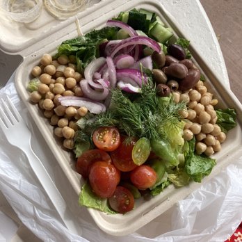 Aloha Salads - Vegan mediterranean Salad (sub peppers for chick peas) with Vegan Pita (upon request) - Sandwiches Near Me - Kapolei, Hawaii