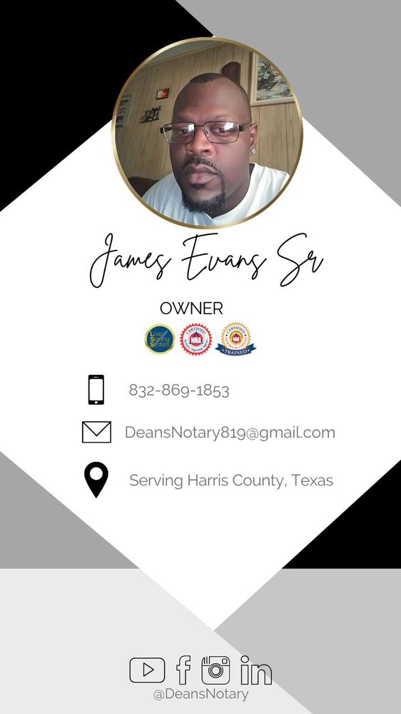 DEANS’ NOTARY Houston, Texas Notaries Phone Number Yelp