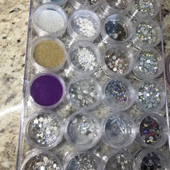 Ombre nail Bar - Look at all the crystals!! - Nail Salons Near Me - Casselberry, Florida