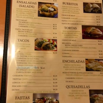 Taco Rico - Menu left. - Mexican Near Me - Lafayette, Indiana