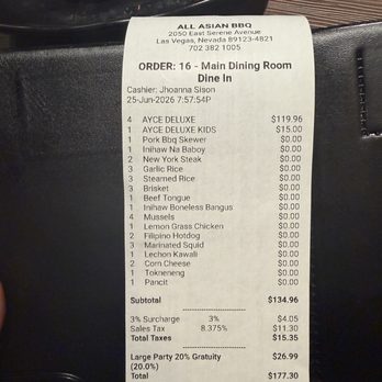 All Asian BBQ - Receipt - Barbeque Near Me - Las Vegas, Nevada All Asian BBQ - Receipt - Barbeque Near Me - Las Vegas, Nevada