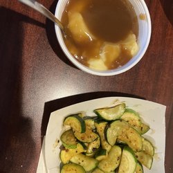 Mashed potatoes and zucchini