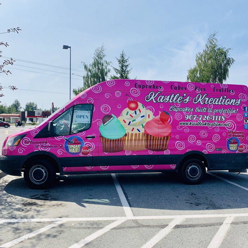 Kastle's Kreations - a pink van parked in a parking lot - Food Trucks Near Me Kastle's Kreations - a pink van parked in a parking lot - Food Trucks Near Me