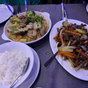 Burnaby Palace Restaurant - Seafood chow mein and ginger beef. All so good. - Chinese Near Me - Burnaby, British Columbia