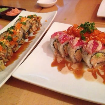 39 Degrees - Left to right: Fantastic roll and Sunrise roll - Japanese Near Me - Long Beach, California 39 Degrees - Left to right: Fantastic roll and Sunrise roll - Japanese Near Me - Long Beach, California