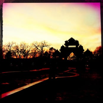 BAPS Shri Swaminarayan Mandir, Chicago - Sundown on the gates. - Hindu Temples Near Me - Bartlett, Illinois