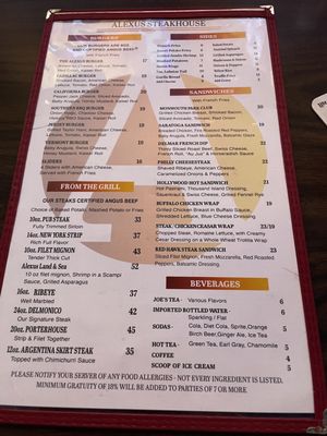 Menu photo 1 Alexus Steakhouse & Tavern Clifton, NJ