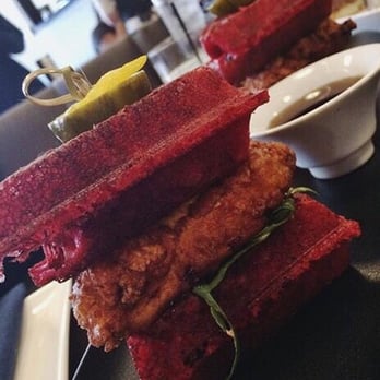 Therapy - Red velvet chicken and waffle sliders. - Bars Near Me - Las Vegas, Nevada Therapy - Red velvet chicken and waffle sliders. - Bars Near Me - Las Vegas, Nevada
