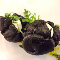 Al Pestello - Looks like a shitload but it's an excellent appetizer with vegetal carbon beignet and cod fish cream:D