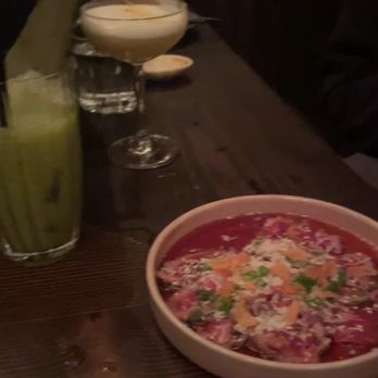 Hello Sunshine - Matcha colada, sour cocktail and appetizer - Bars Near Me - Banff, Alberta Hello Sunshine - Matcha colada, sour cocktail and appetizer - Bars Near Me - Banff, Alberta