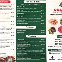 Cedar Halal Food & Grill - Menu 1