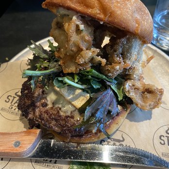 Stack 571 Burger and Whiskey Bar - Truffle mushroom burger - American Near Me - Vancouver, Washington Stack 571 Burger and Whiskey Bar - Truffle mushroom burger - American Near Me - Vancouver, Washington
