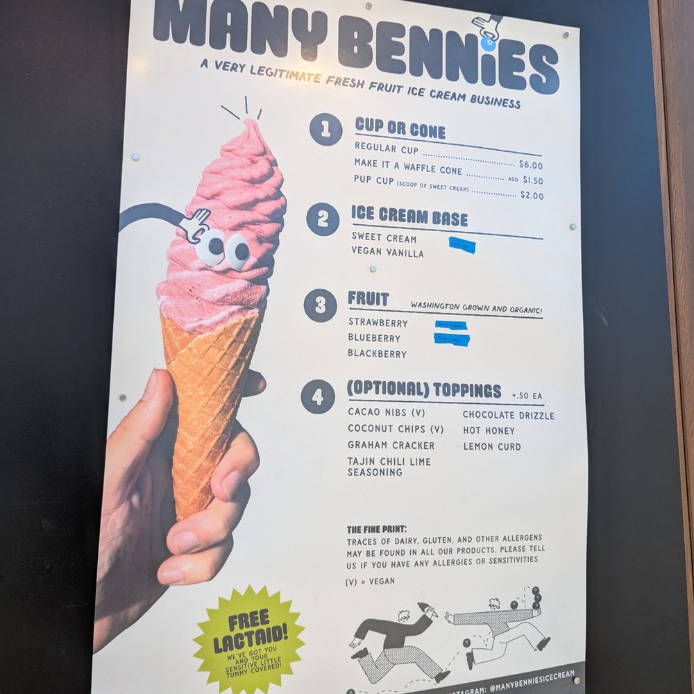 Many Bennies - Menu (Jun 2025) - Ice Cream & Frozen Yogurt Near Me - Seattle, Washington Many Bennies - Menu (Jun 2025) - Ice Cream & Frozen Yogurt Near Me - Seattle, Washington