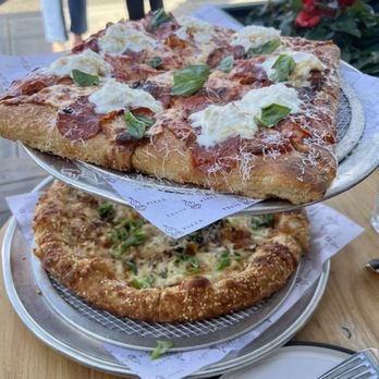 Truly Pizza - Umami Mushroom Pizza (bottom) and Sweet and Spicy (top) - Pizza Near Me - Dana Point, California