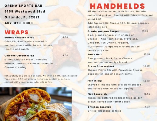 Menu photo 2 Orena Sports Bar Orlando, FL Menu photo 2 Orena Sports Bar Orlando, FL