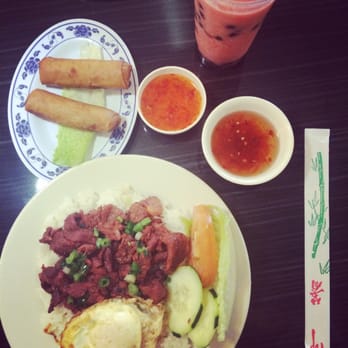 Frosty's Caffe - Marinated Char Boiled Pork, Egg Rolls, Strawberry Lychee Bubble Tea - Vietnamese Near Me - Metairie, Louisiana
