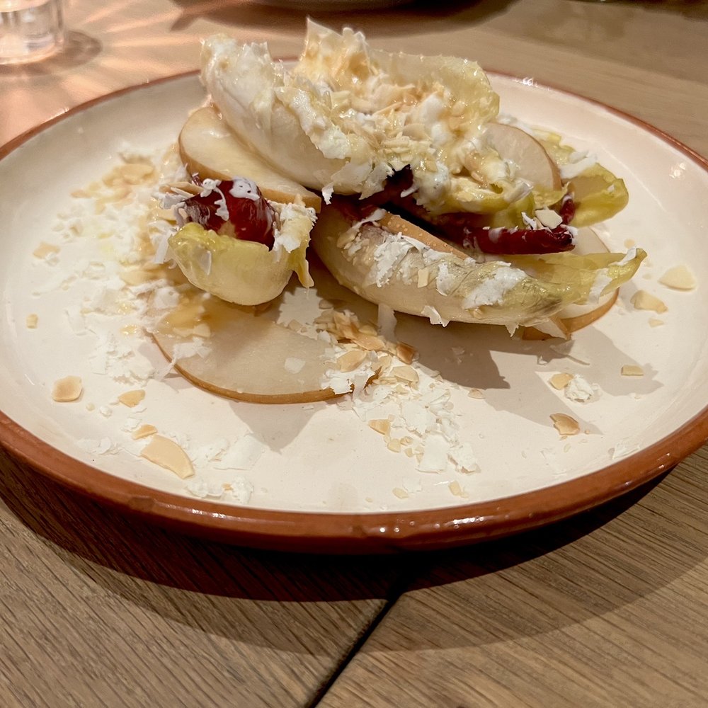 Osteria Giulia - INDIVIA e PERA BIANCA, Endive, Nashi Pear, Burnt Honey Vinaigrette... really good. - Italian Near Me - Toronto, Ontario Osteria Giulia - INDIVIA e PERA BIANCA, Endive, Nashi Pear, Burnt Honey Vinaigrette... really good. - Italian Near Me - Toronto, Ontario