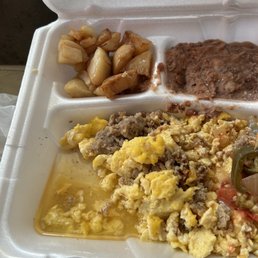 Eggs and sausage breakfast plate I was eating nothing but grease. Also had no seasoning. Eggs and sausage breakfast plate I was eating nothing but grease. Also had no seasoning.