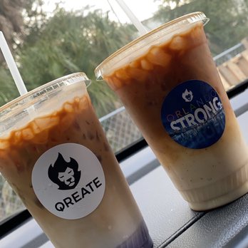 Qreate Coffee + Studio - Purple pearl and one of the fall seasonal (I think it was called the cinnamon apple and it's my favorite!) - Coffee & Tea Near Me - Orlando, Florida Qreate Coffee + Studio - Purple pearl and one of the fall seasonal (I think it was called the cinnamon apple and it's my favorite!) - Coffee & Tea Near Me - Orlando, Florida