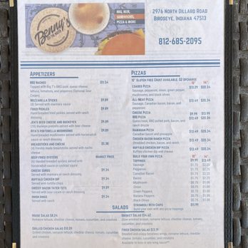 Benny's off the Water - Menu - Barbeque Near Me - Birdseye, Indiana Benny's off the Water - Menu - Barbeque Near Me - Birdseye, Indiana