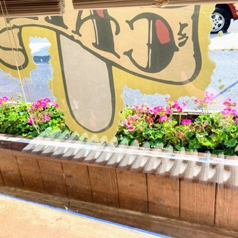The Parkside Cafe - View from the inside looking out at the window box, full of pink blooms. Quaint! - Cafes Near Me - Bristol, Connecticut
