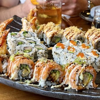 Ember - Assorted rolls (California, yellowtail, sunshine, and shrimp tempura) - Sushi Bars Near Me - Williamsburg, Virginia Ember - Assorted rolls (California, yellowtail, sunshine, and shrimp tempura) - Sushi Bars Near Me - Williamsburg, Virginia
