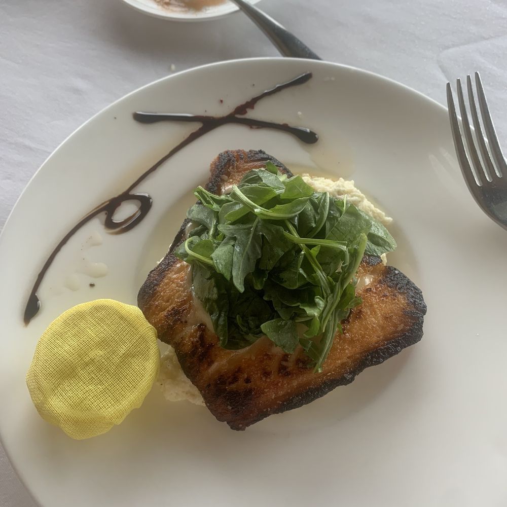 360 Grille - Salmon with Gouda grits I took the beets off as I don't eat them. - New American Near Me - Florence, Alabama 360 Grille - Salmon with Gouda grits I took the beets off as I don't eat them. - New American Near Me - Florence, Alabama