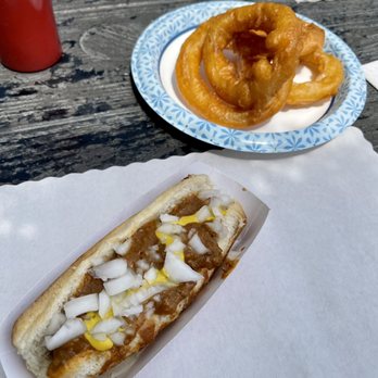 Bob E's Super Chief - Loose coney and half order onion rings. - American Near Me - Pontiac, Michigan