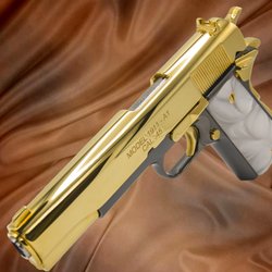 Top Gun Armory - Springfield Armory 1911 MIL-SPEC - 24K GOLD & BLACK CHROME PLATED