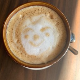 cute little guy in my latte :) cute little guy in my latte :)