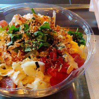 Hello Poke - Tuna and salmon, with mixed greens and brown rice. - Hawaiian Near Me - Redmond, Washington
