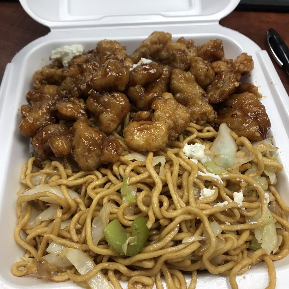 2 entree plate. Orange chicken and chow mein